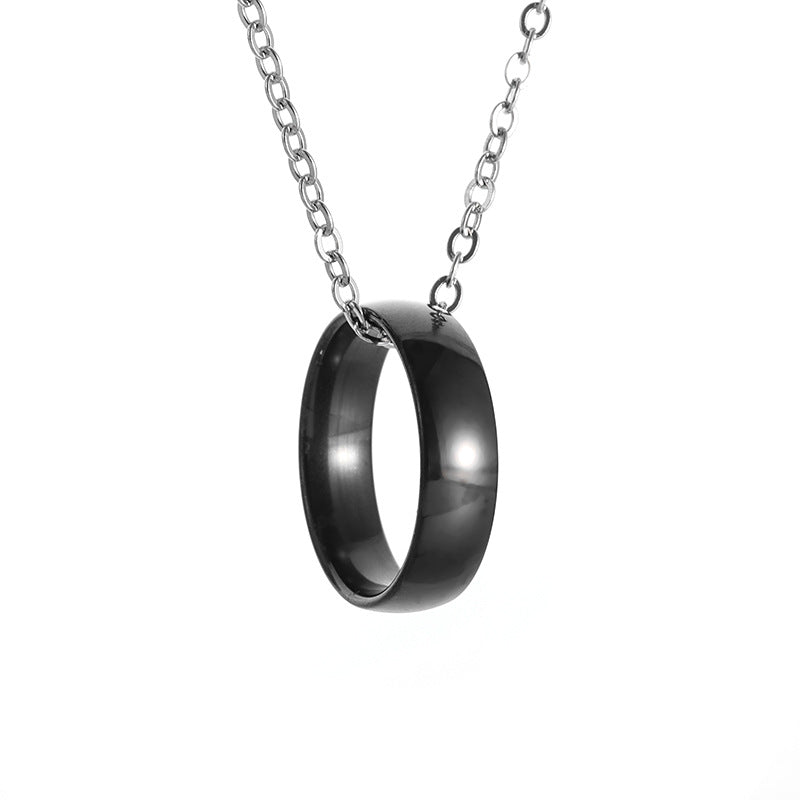 Wholesale Hot Selling Titanium Steel Simple Fashion Round Ring Necklace